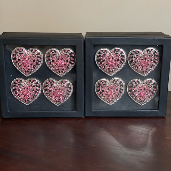 Pink Jeweled heart napkin rings - Picture 2 of 4